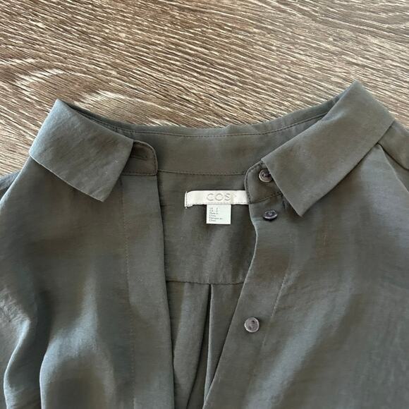 EUC COS Long Oversized Shirt Tunic Charcoal Gray Size 2 Minimalist High-Low Top - Picture 6 of 16